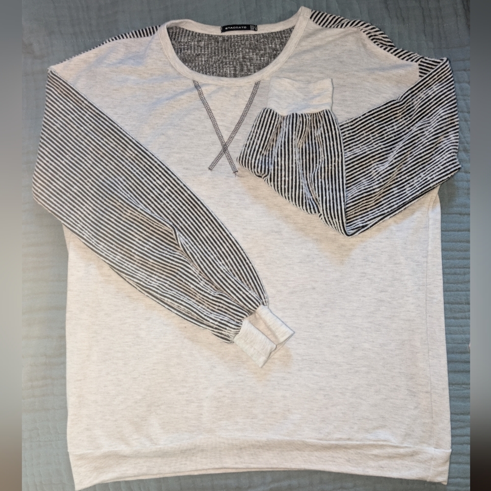 Lightweight Striped Sleeve Sweater